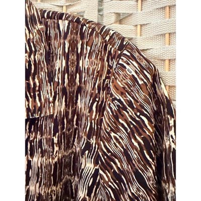 Notations Woman Button Up Blouse Womens 3X Brown Abstract Print Short Sleeve - Thumbnail 7