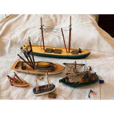 Vintage Wooden Nautical Boat Ship Set Fishing Trawler Sailboat Decor Lot of 5 - Thumbnail 21