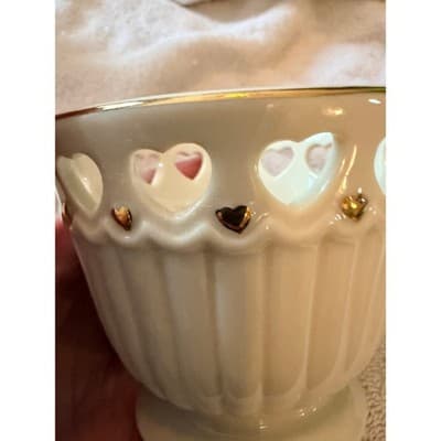 Lenox Ivory Porcelain Heart Cutout Votive Candle Holder Gold Accent IOB - Thumbnail 16