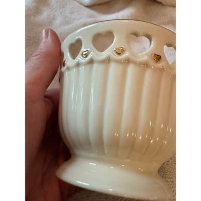Lenox Ivory Porcelain Heart Cutout Votive Candle Holder Gold Accent IOB - Thumbnail 17