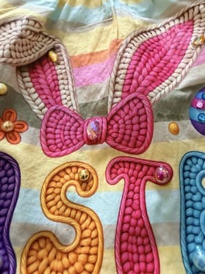 Girls Pastel Striped Easter Bunny Dress Custom Design 1/1 Exclusive Spring - Thumbnail 7
