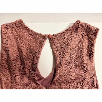 Altard State Lace Fit And Flare Keyhole Back Sleeveless Mini Dress Pink Small - Thumbnail 10