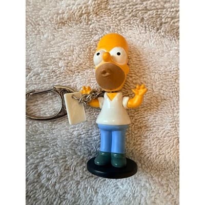 Vintage Homer Simpson Bobble Head Keychain Figure The Simpsons Cartoon Toy NWT
