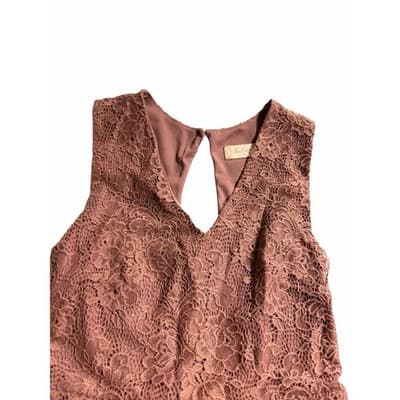 Altard State Lace Fit And Flare Keyhole Back Sleeveless Mini Dress Pink Small - Thumbnail 4