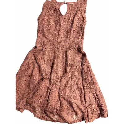 Altard State Lace Fit And Flare Keyhole Back Sleeveless Mini Dress Pink Small - Thumbnail 2