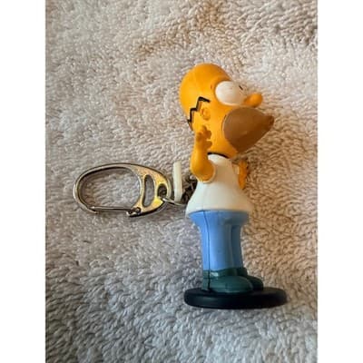 Vintage Homer Simpson Bobble Head Keychain Figure The Simpsons Cartoon Toy NWT - Thumbnail 2