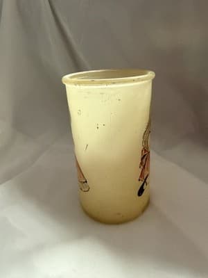 Vintage Glass Sugar Frosted Pillar Candle Holder Girl with Flowers Boho Style - Thumbnail 7