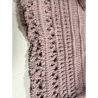 FATE Crochet Sweater Dusty Lilac Oversized BohoTop Pink Size Large Crew Neck - Thumbnail 4