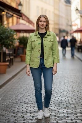 Wicked Movie Lime Green Denim Jacket Glinda Elphaba Ariana Grande - Thumbnail 8