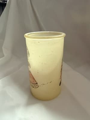 Vintage Glass Sugar Frosted Pillar Candle Holder Girl with Flowers Boho Style - Thumbnail 5