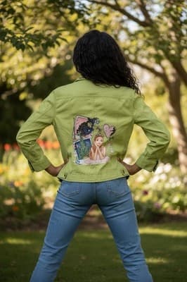 Wicked Movie Lime Green Denim Jacket Glinda Elphaba Ariana Grande - Thumbnail 5