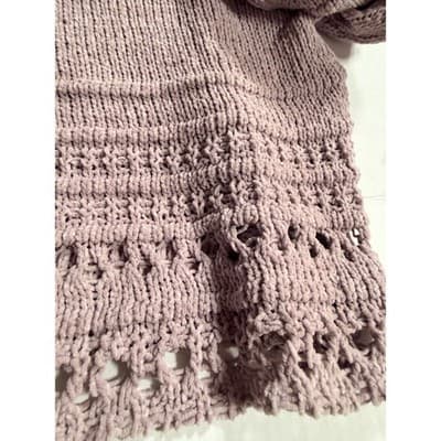 FATE Crochet Sweater Dusty Lilac Oversized BohoTop Pink Size Large Crew Neck - Thumbnail 5