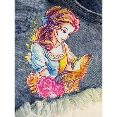 Garanimals Baby Girl Upstyled Beauty & The Beast Design Denim Shorts Size 18M - Thumbnail 4