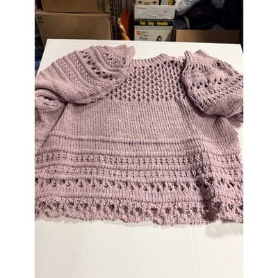 FATE Crochet Sweater Dusty Lilac Oversized BohoTop Pink Size Large Crew Neck - Thumbnail 8