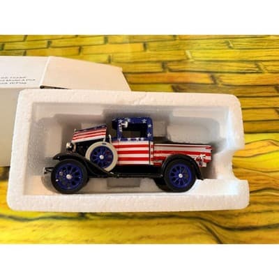 National Motor Museum Ford Model A Pickup Truck American Flag Diecast Car IOB - Thumbnail 3