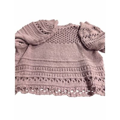 FATE Crochet Sweater Dusty Lilac Oversized BohoTop Pink Size Large Crew Neck - Thumbnail 3