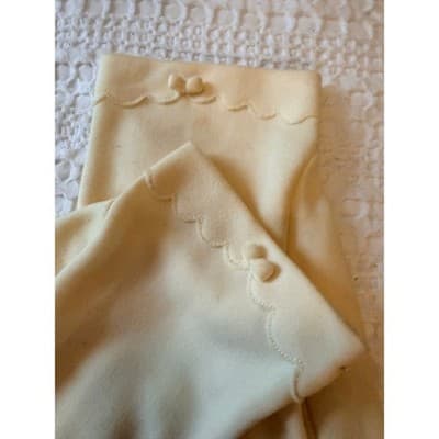 Vintage Cream Dress Gloves Women’s Scalloped Cuff Embroidered Bow Formal - Thumbnail 12