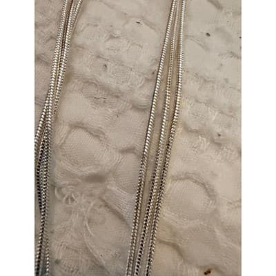 Silver Tone Triple Strand Necklace & Earrings Set Rectangle Pendant Jewelry - Thumbnail 19