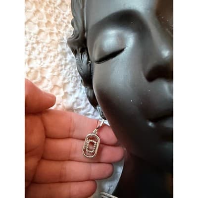 Silver Tone Triple Strand Necklace & Earrings Set Rectangle Pendant Jewelry - Thumbnail 7