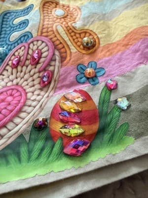 Girls Pastel Striped Easter Bunny Dress Custom Design 1/1 Exclusive Spring - Thumbnail 5