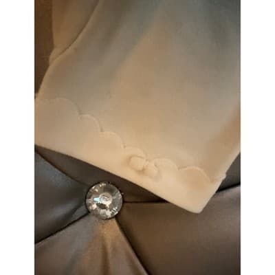 Vintage Cream Dress Gloves Women’s Scalloped Cuff Embroidered Bow Formal - Thumbnail 5