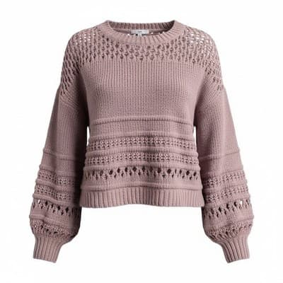 FATE Crochet Sweater Dusty Lilac Oversized BohoTop Pink Size Large Crew Neck