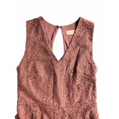 Altard State Lace Fit And Flare Keyhole Back Sleeveless Mini Dress Pink Small - Thumbnail 11