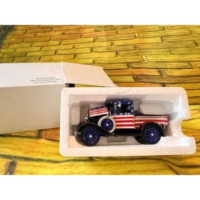National Motor Museum Ford Model A Pickup Truck American Flag Diecast Car IOB - Thumbnail 2