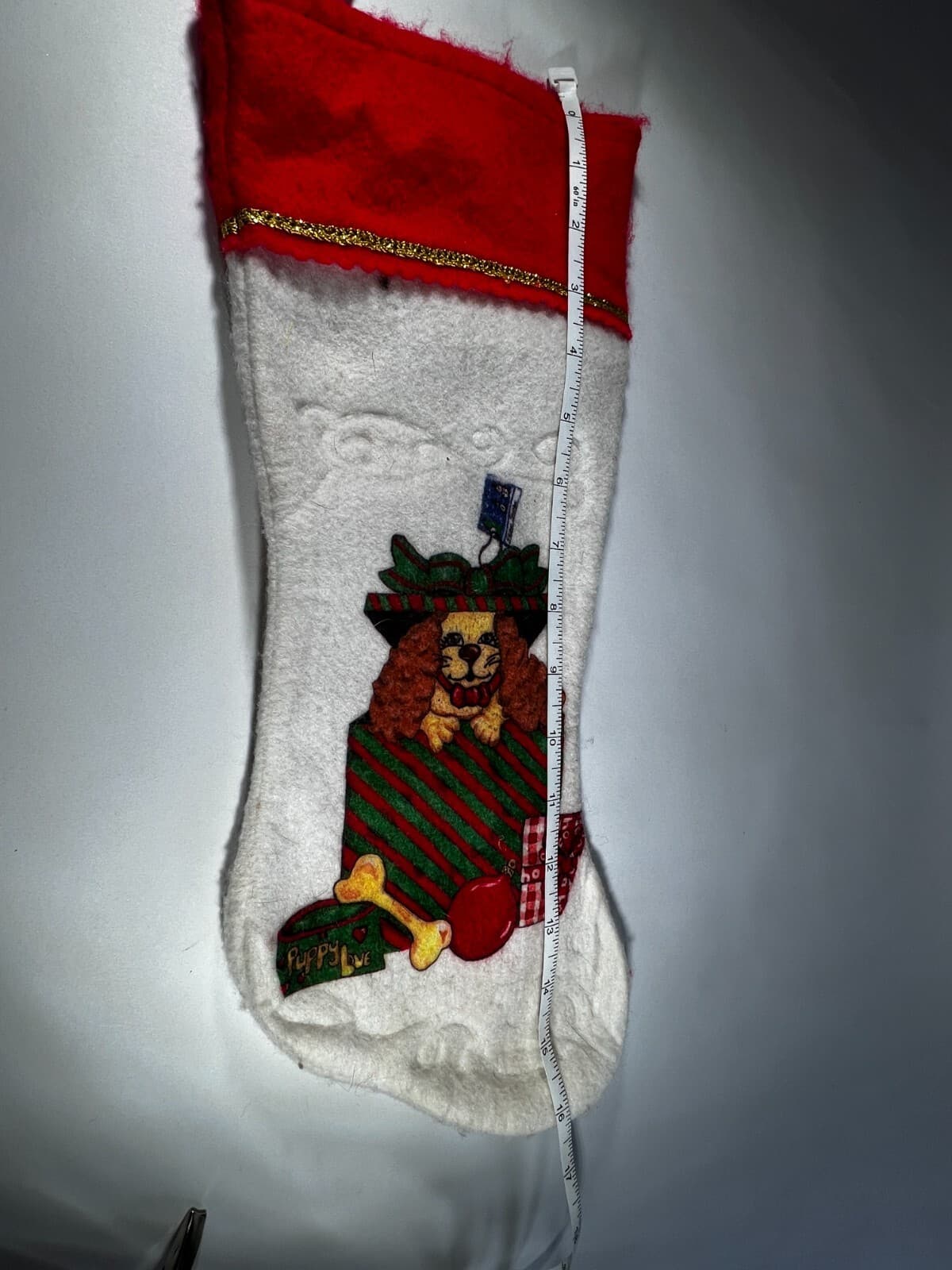 Vintage Felt Morehead Pet Puppy Dog Gift Christmas Stocking White - Thumbnail 10