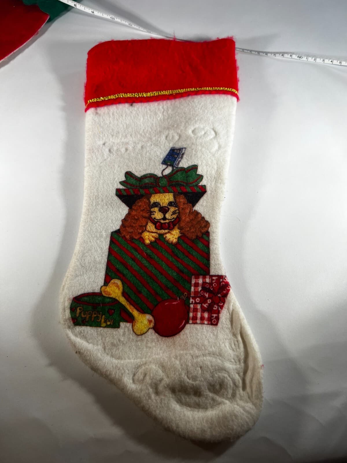 Vintage Felt Morehead Pet Puppy Dog Gift Christmas Stocking White