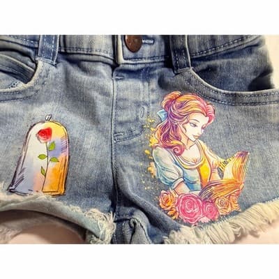 Garanimals Baby Girl Upstyled Beauty & The Beast Design Denim Shorts Size 18M - Thumbnail 10