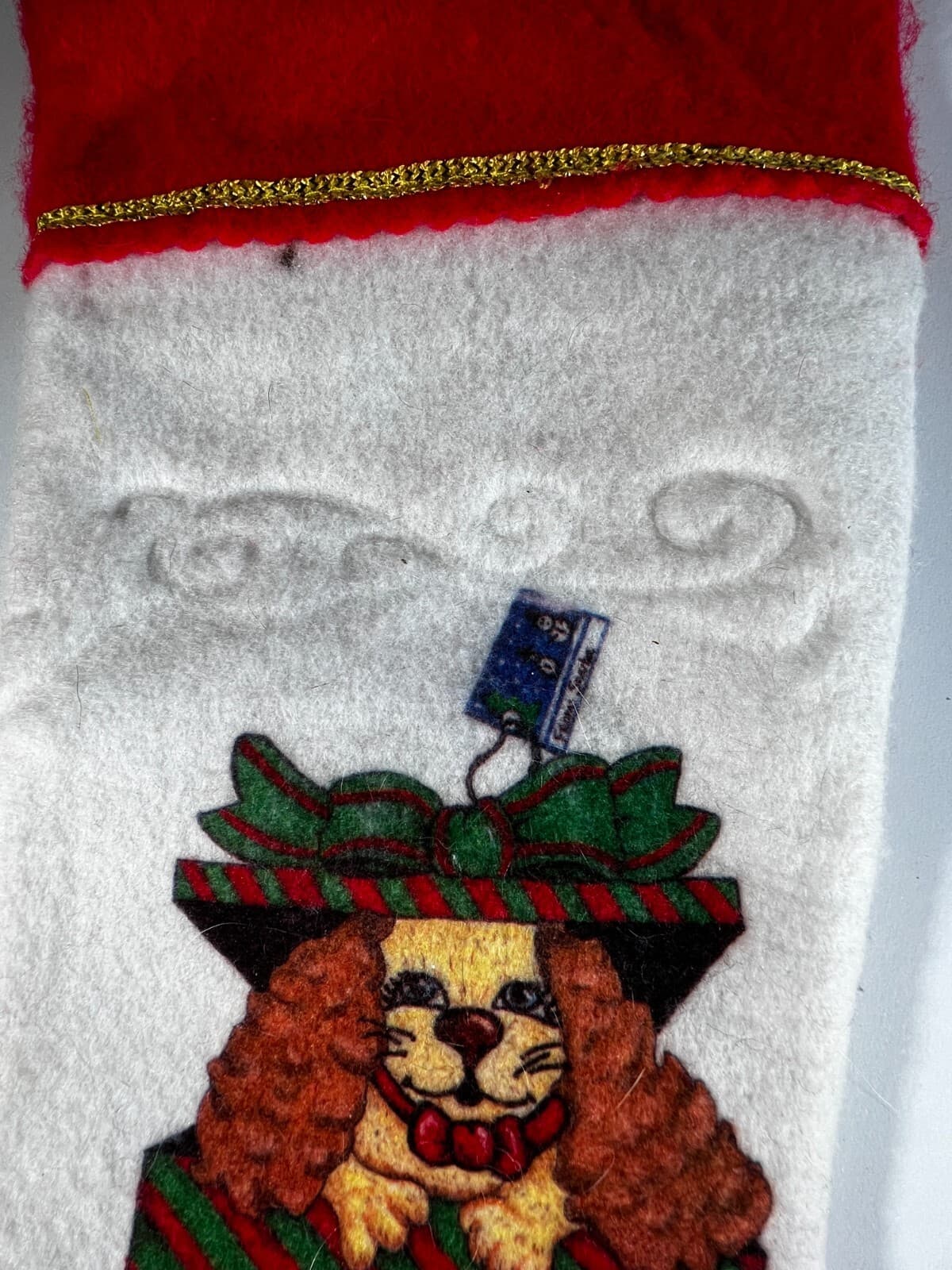 Vintage Felt Morehead Pet Puppy Dog Gift Christmas Stocking White - Thumbnail 5