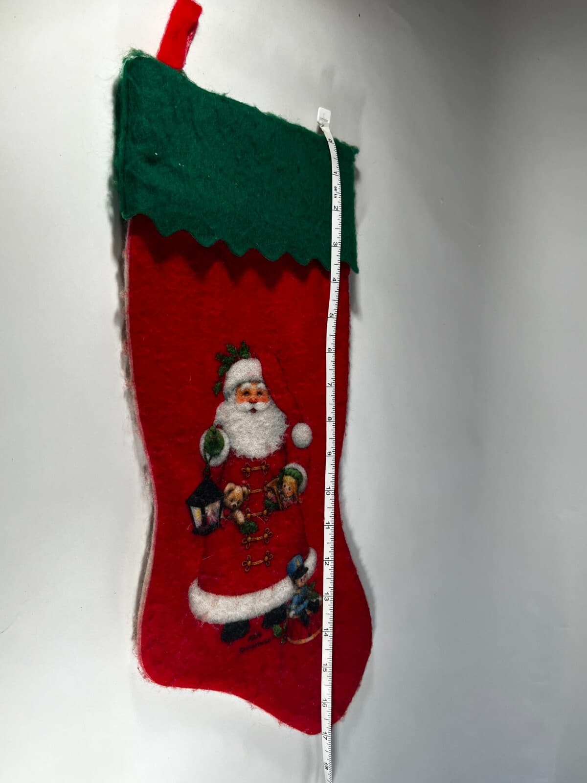 Vintage Morehead Christmas Stocking Felt Santa Claus Teddy Bear Toys Soldier Red - Thumbnail 9