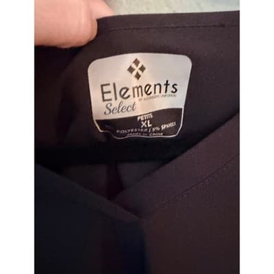 Elements Women's V Neckline Double Pocket Pull On Scrub Top Black Petite XL - Thumbnail 8