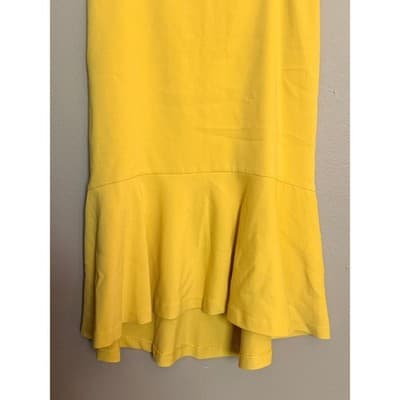 Anne Taylor Doubleweave Ruffle Hem Pencil Style Midi Skirt Yellow Size 6 - Thumbnail 4