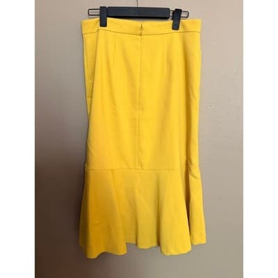 Anne Taylor Doubleweave Ruffle Hem Pencil Style Midi Skirt Yellow Size 6 - Thumbnail 12