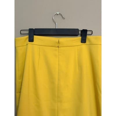 Anne Taylor Doubleweave Ruffle Hem Pencil Style Midi Skirt Yellow Size 6 - Thumbnail 14