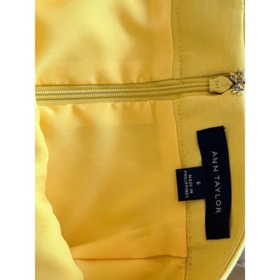 Anne Taylor Doubleweave Ruffle Hem Pencil Style Midi Skirt Yellow Size 6 - Thumbnail 16
