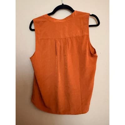 J Crew Women's V Neck Popover Button Front Sleeveless Top Orange Small NWOT - Thumbnail 10