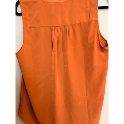 J Crew Women's V Neck Popover Button Front Sleeveless Top Orange Small NWOT - Thumbnail 11