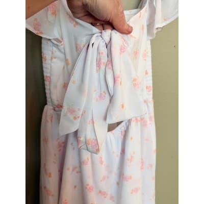 Altar’d State Floral Smocked Mini Dress White Pink Flutter Sleeve M NWOT - Thumbnail 12