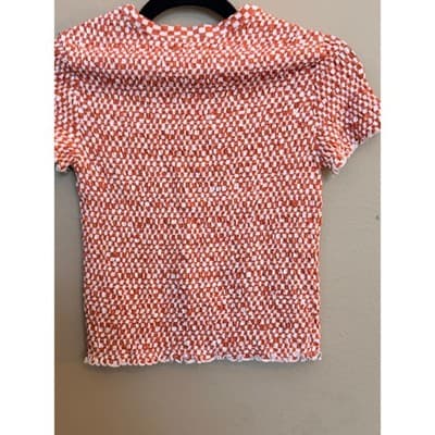 American Eagle Smocked Crop Top Women's Orange Stretch Short Sleeve Small NWT - Thumbnail 18