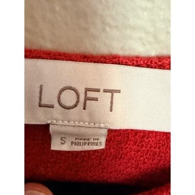 LOFT Twisted Front Knot Blouse Women's Red Short Sleeve Crew Neck Size S NWOT - Thumbnail 5