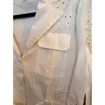 White House Black Market Tie-Waist Embroidered Poplin Shirt White XS NWOT - Thumbnail 11