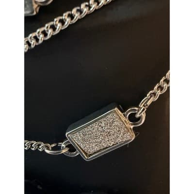 Silver Tone Layered Necklace Geometric Disc Chain Statement Fashion Jewelry - Thumbnail 4