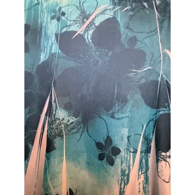 Studio Y Pleated Floral Print Asymmetric Hemline Midi Skirt Blue White Small - Thumbnail 16