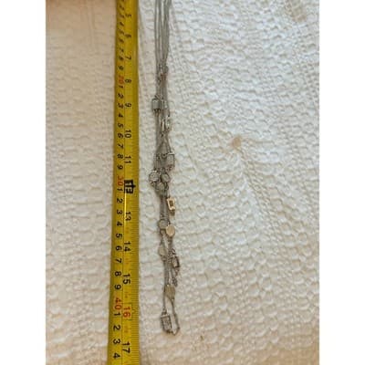 Silver Tone Layered Necklace Geometric Disc Chain Statement Fashion Jewelry - Thumbnail 12
