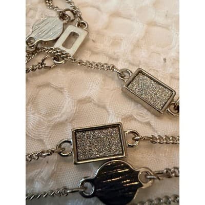 Silver Tone Layered Necklace Geometric Disc Chain Statement Fashion Jewelry - Thumbnail 16
