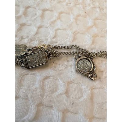 Silver Tone Layered Necklace Geometric Disc Chain Statement Fashion Jewelry - Thumbnail 17