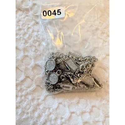 Silver Tone Layered Necklace Geometric Disc Chain Statement Fashion Jewelry - Thumbnail 18